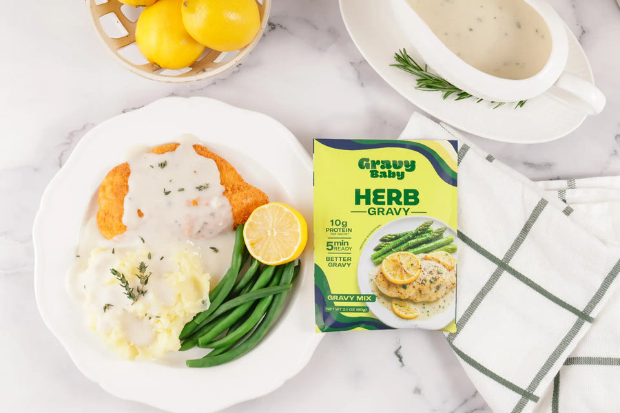 Breaded Lemon Chicken with Herb Gravy